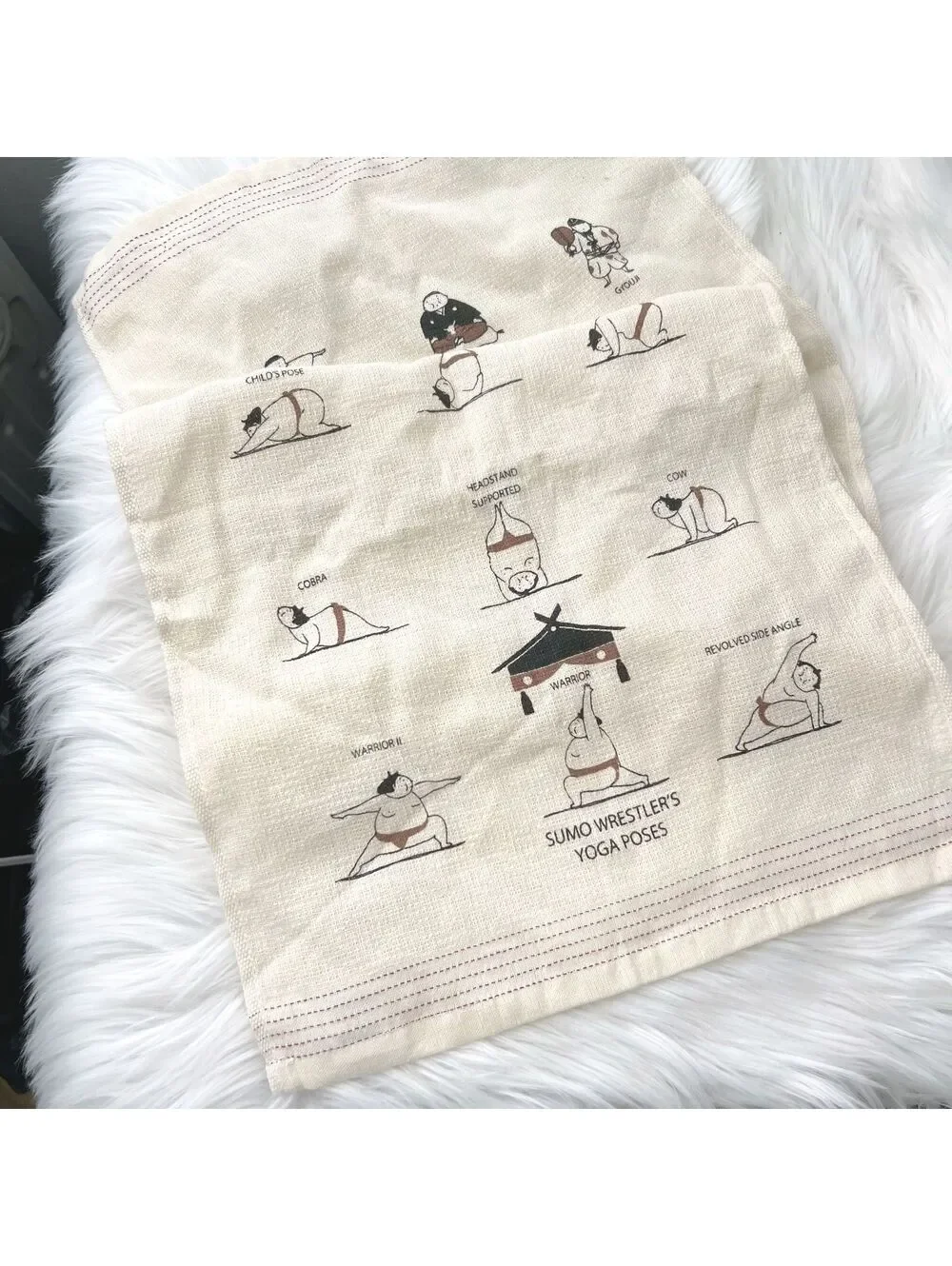 Kontex Imabari Japan Sumo Wrestler Yoga Poses Hand Towel 13x40 Funny Cotton